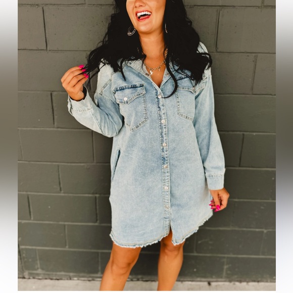 H&M Light Blue Denim Longline Jacket - Picture 4 of 12